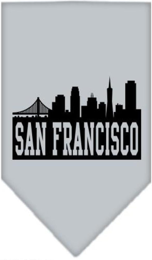 Mirage Pet Products San Francisco Skyline Screen Print Bandana, Small, Grey