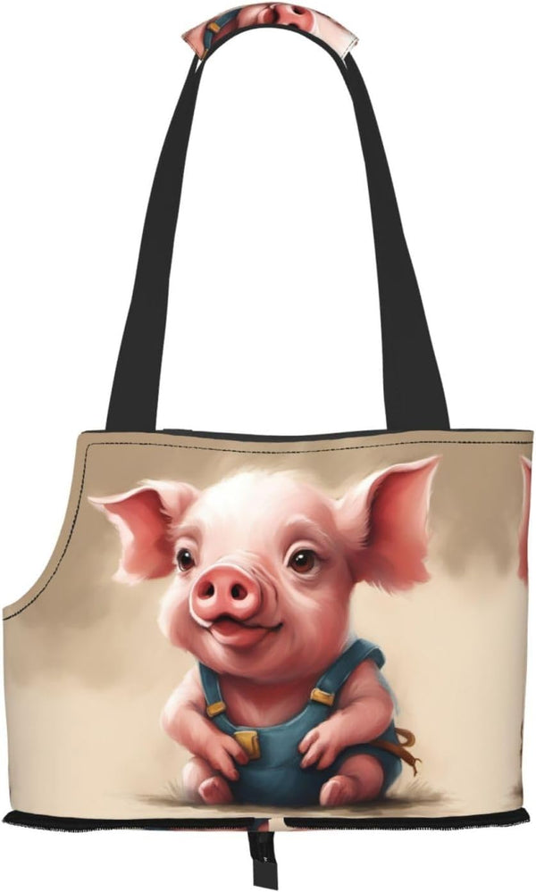 MDATT Naughty Pig Baby Print Pet Portable Shoulder Bag, Foldable Pet Bag 13.4