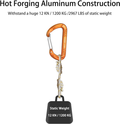 Heavy Duty Carabiner Clip - 4 PCS 3" Large Lightweight Aluminum Caribeaners with Keychain Hook Ring