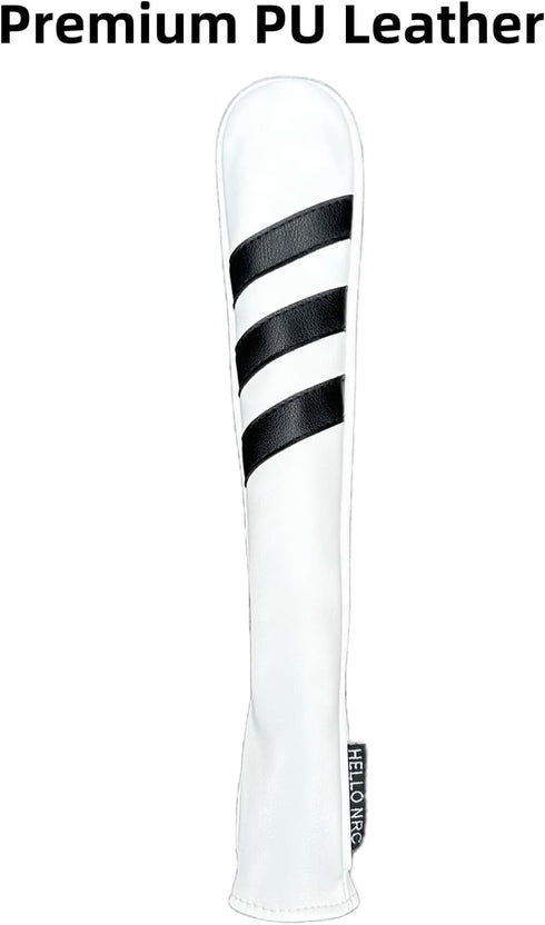Golf Alignment Stick Cover - Chilxe White Synthetic Leather Headcover for Alignment Stick, Basic Golf Accessories