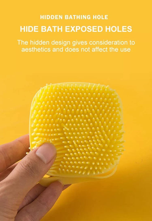 Soft Silicone Pet Bath Brush, Dog Shampoo Cleaning Brush with Soft Shampoo Dispenser for Puppy Dog Cat (Yellow)