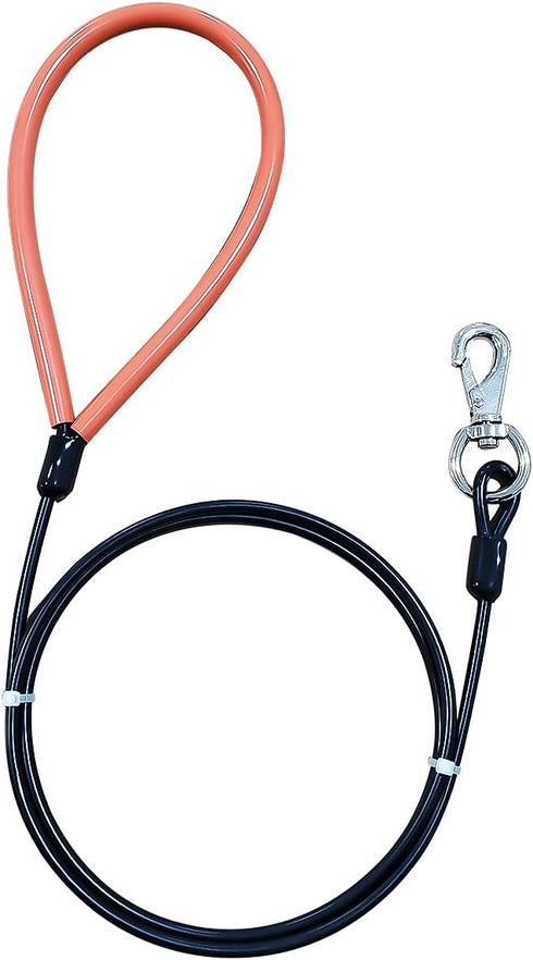 Chew Proof Heavy Duty Dog Leash for Dogs Up to 250 Pounds, Metal Cable Lead with Soft Padded Handle, 5 Feet Long, Black