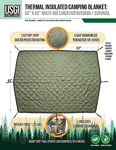 USGI Industries Military Woobie Blanket, Thermal Insulated Camping Blanket with Carry Bag