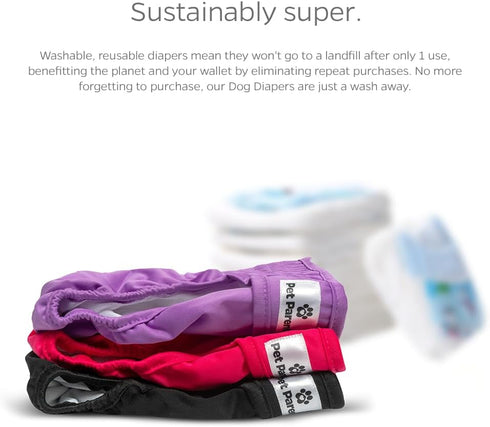 Pet Parents Premium Washable Dog Diapers & Extenders, 3 Pack of Female Diapers, Color: Princess, XL