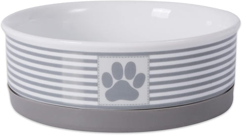 Bone Dry Paw & Patch Ceramic Pet Collection, Medium Set, 6x2", Gray, 2 Piece