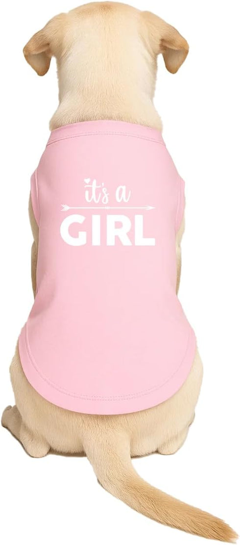 423 It's A Girl Dog Tee Shirt | Sleeveless Breeds | Gender Reveal | Baby Announcement | Boy or Girl |Light Pink, Large