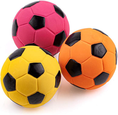 CHIWAVA 3PCS 2.7'' Squeak Latex Dog Toy, Football Chew Fetch Ball for Medium Dogs, Interactive Play