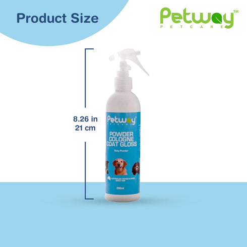 Petway Petcare Powder Cologne Coat Gloss, Natural Dog Cologne Spray with Baby Powder Fragrance (250ml)