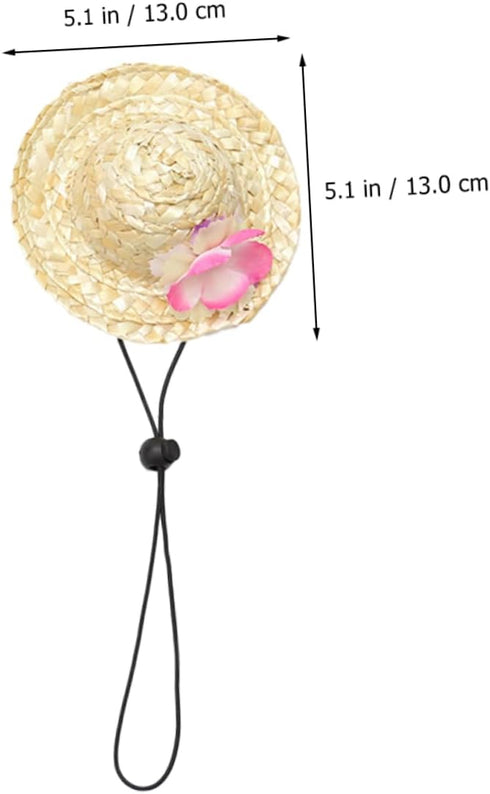 1 Set Beach Pet Clothing Mini Straw Hat Pet Flower Headband Cat Floral Headpiece Pet Flower Straw Hat Puppy Grooming Accessories Hawaiian Dog Hat Vacation Props Polyester Wreath
