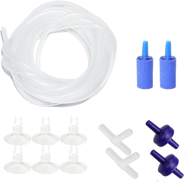 AQUANEAT 14Feet Standard 3/16" Aquarium Airline Tubing with Air Pump Accessories, Air Stones, Valves, Suction Cups, and