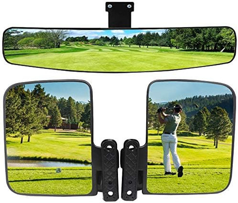 Panoramic Convex Golf Cart Mirror - Rear View Mirror for EZGO, Club Car, Yamaha Golf Carts