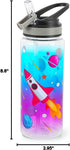 Home Tune 23oz Kids Water Bottle for School, BPA FREE, Leak Proof Flip Straw, Easy Clean - Rocket