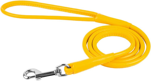 CollarDirect Rolled Leather Dog Leash 4ft, Soft Padded Training Lead 6ft for Small Medium Large Dogs