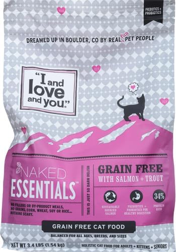 I and Love and You Naked Essentials Dry Cat Food - Salmon + Trout, Grain Free, Real Meat, 3.4lb Bag