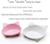 Cat Bowls Set of 2, BPA Free Melamine, Double Wide Dish, Non-Slip, Dishwasher Safe, White/Pink