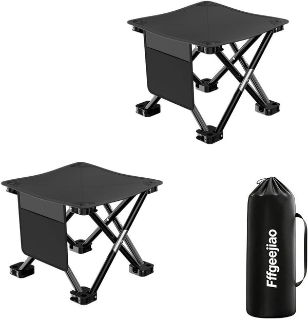 Fffgeejiao 2 Pcs Lightweight Folding Camping Stool 14 Inches Camping Chair Seats with