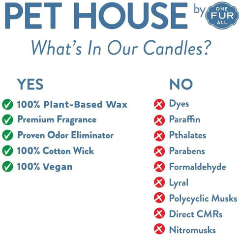 Pet House Mini Candles Pack of 3 for Pet Odor, Natural Soy Wax, Dog and Cat Friendly Bamboo Watermint Scented