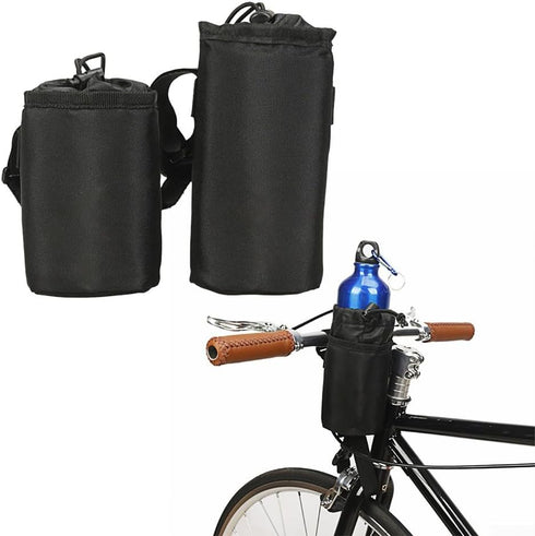 Septoolshop Insulated Water Bottle Bag for Cycling Portable Handlebar Kettle Holder with Multiple Storage Options (L)