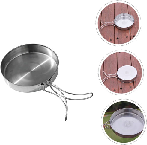 Backpacking Toddmomy Steak Frying Pan Foldable Handle Portable Cooking Utensil Outdoor Camping Hiking Picnic Cookware