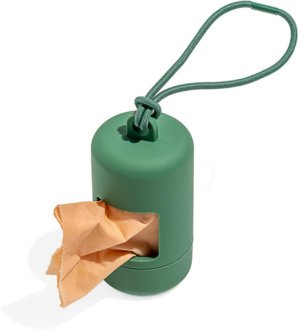 Wild One Dog Poop Bag Holder and Dispenser with Leash Attachment, Leak