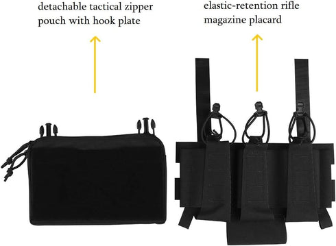 Triple 5.56 Mag Pouch with Utility Bag, Hook-and-Loop Tactical Placard for Magazines
