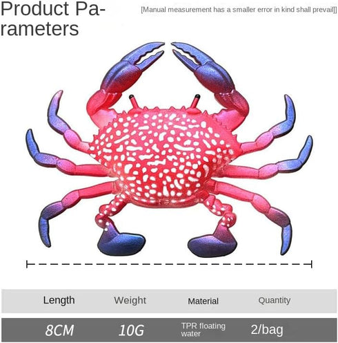 KTGCOZS Pack 6 8cm10g of Simulated Crab Soft Bait Floating TPR Vivid Fake Bait Saltwater sea Fishing Accessories Tools