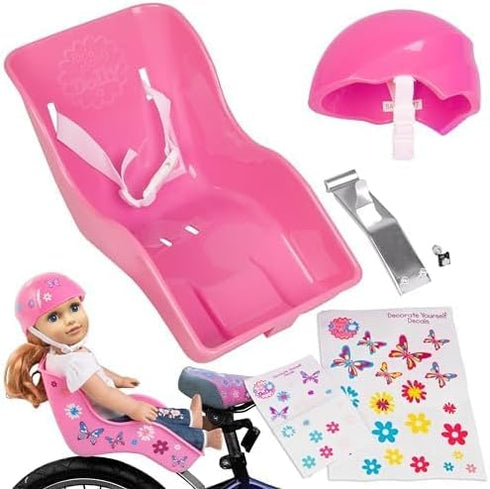 The Original Doll Bicycle Seat & Helmet Pack (Pink) - Accessory for 18"-22" Dolls & Stuffed Animals
