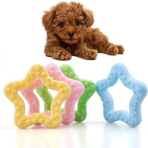 1Pc Random Color Star Shaped Dog Chew Toys, Elasticity Teeth Cleaning, Indoor and Outdoor Pet Supplies