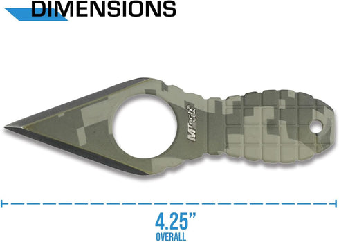 MTech USA – Fixed Blade Knife – Neck Knife – Green Camo Coated Blade and Handle, Full Tang, Nylon Fiber Sheath w/ Pocket Clip/ Chain - Hunting, Camping, Survival, Tactical, EDC – MT-588DG by MTECH USA