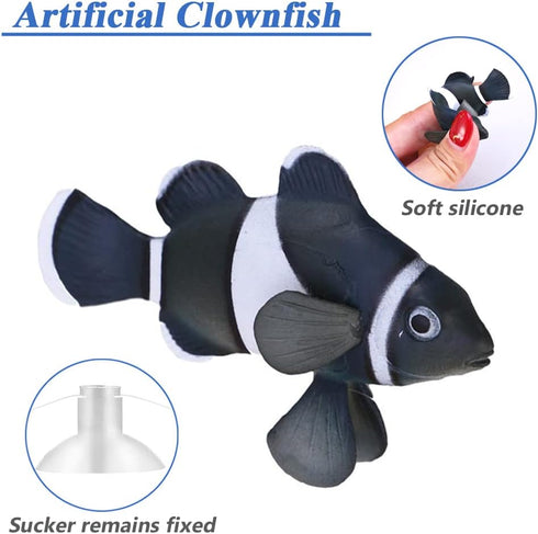 Mesee Silicone Clownfish Set - Floating Glowing Fake Fish for Saltwater Fishbowl Decoration