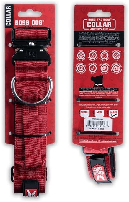 Boss Dog Tactical Collar, Red, Large