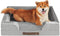 Friends Forever Orthopedic Dog Bed, Bolster Dog Couch with Memory Foam and Removable Washable Cover, Ally Grey,