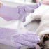 Waterproof Silicone Pet Grooming Gloves - Ambidextrous Scrubber Gloves for Dog Cat Bathing, Hair Removal, Lavender