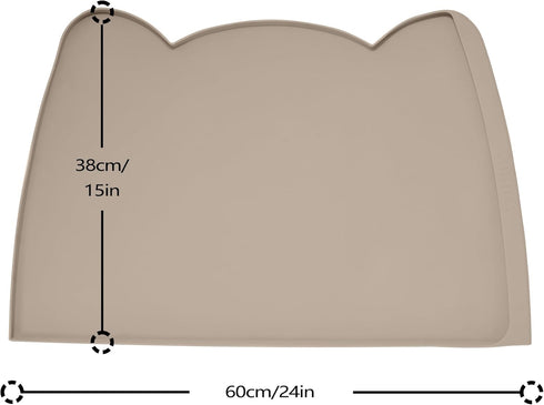 Dog Food Mat Beige, 24 * 15'' Silicone Pet Feeding Mat with Residue Collection Pocket, Waterproof