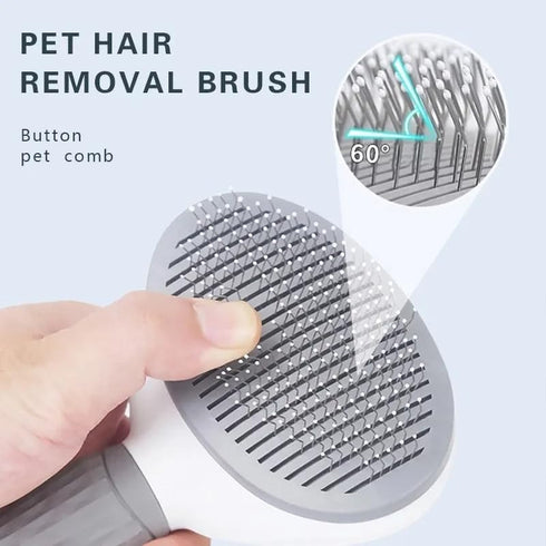 Generic Dog & Cat Brush, Self Cleaning Slicker Grooming Brush for Shedding, Deshedding Rake, Comb (Grey)