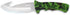 Fixed Blade Hunting Knife, Full Tang Stainless Steel Camping Knife with Gut Hook Edge, Green Wooden Handle, Sheath