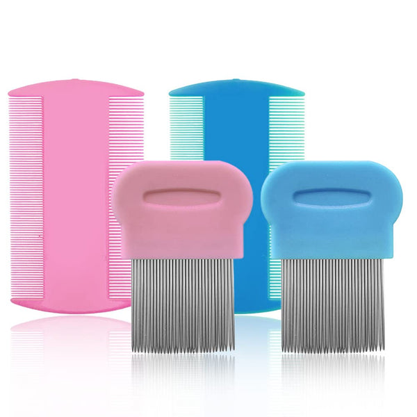 4 Packs Flea Combs Set for Dogs & Cats, Lice Combs and Dandruff Remover Grooming Comb