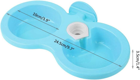 Pssopp Double Dog Bowl, Hanging Pet Food and Water Feeder, Plastic, Blue