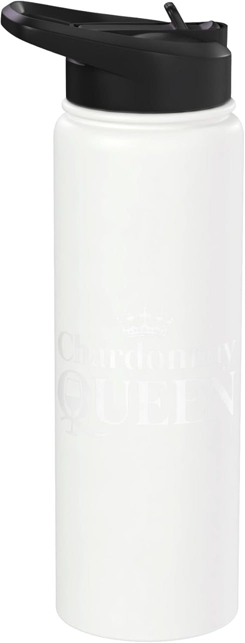 Wine Mood Royalty Vibes Chardonnay Queen Wine Elegant Drinker - Stainless Steel Insulated Water Bottle