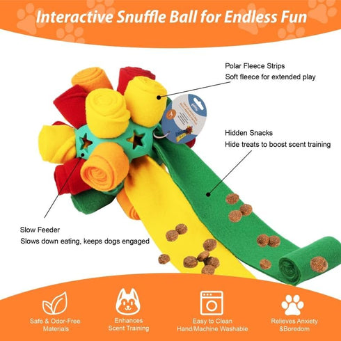 PAWISE Snuffle Ball for Dogs, Sniffle Treat Puzzle Toy, Dog Snuffle Ball Slow Feeder, Enrichment Toy for Mental