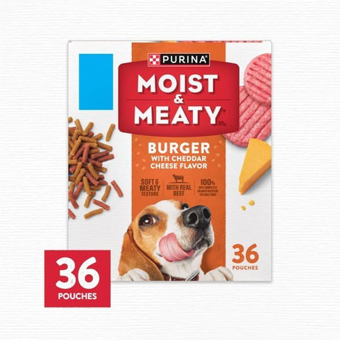 FYNORI 100% 36 Burger with Cheddar Cheese Flavor Dry Soft Dog Food Pouches, Made with Real Beef, Complete & Balanced