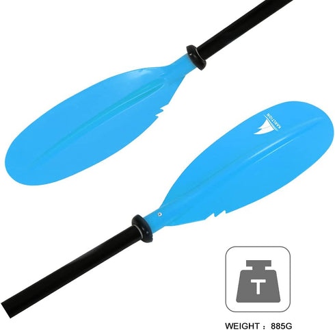 Kayak Paddle - Adjustable 2 Pieces Aluminum Alloy Shaft with Glass Fiber Blade for Oar Fishing