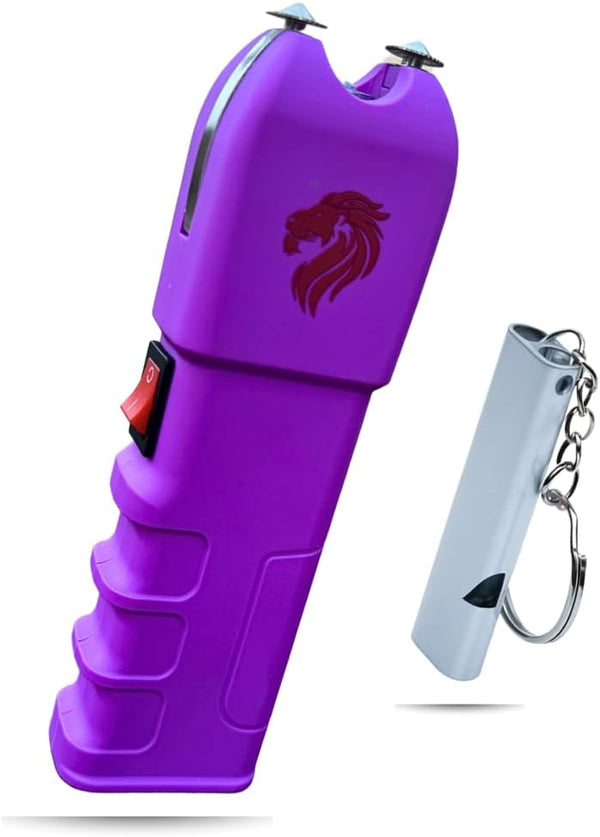 Odds Shifter Stun Gun for Self Defense, 120 Lumens Flashlight with Emergency Whistle and Anti Grab Technology