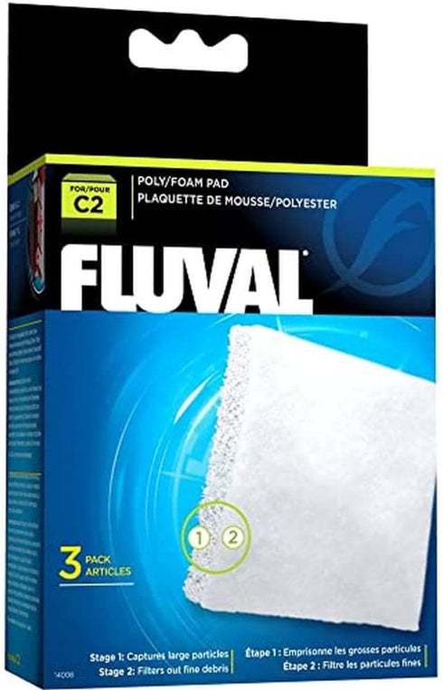 Fluval C2 Poly Foam Pad, Replacement Aquarium Filter Media, 3-Pack, 14008