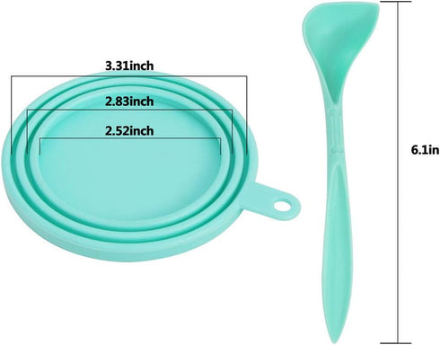 4 Pack Can Covers and Pet Spoons Set, Universal Silicone Lids for Pet Food Cans, 1 Fit 3 Standard Size Dog and Cat