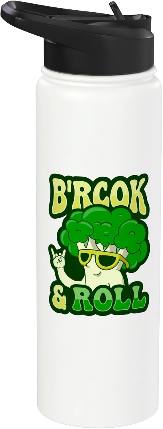 Funny Broccoli Brock and roll Pun Brock and roll Pun for a Vegan Food Lover Stainless Steel Insulated