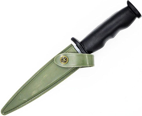 Rubber Dagger Prop Knife Harmless Safe Fake Knife with Army Green Scabbard Length 10.5 Inch by zonzxcv