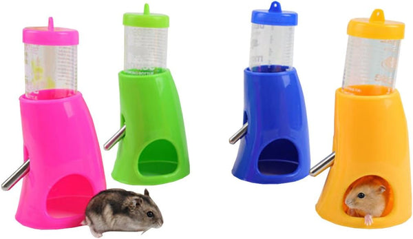 Hamster Fountain Water Bottle Holder, Dispenser Food Container, Cool Room Mice, Random Color