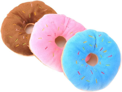 Random Color Donut-Shape Pet Toy - Squeaky Chews for Puppy Dogs and Cats, Sturdy and Practical Design