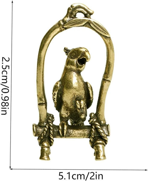 1 Pcs Brass Parrot Ornament, Animal Figurines for Desktop Decoration (Golden)